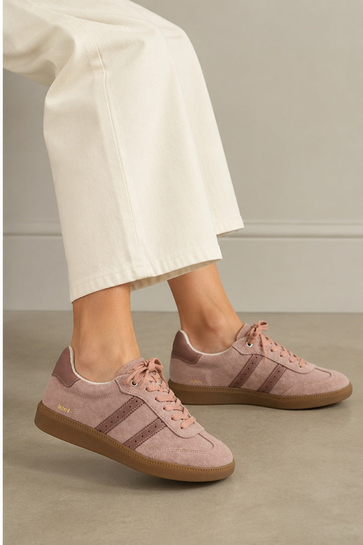 Scholl Candy blush sneaker worn by a model